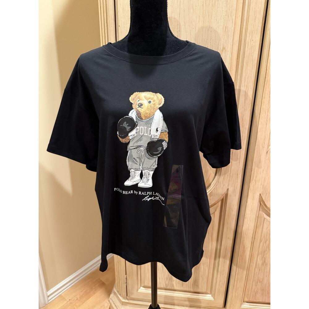 Polo Ralph Lauren Bear Boxing Women’s T-Shirt Black Size XXL NWT - Picture 4 of 5